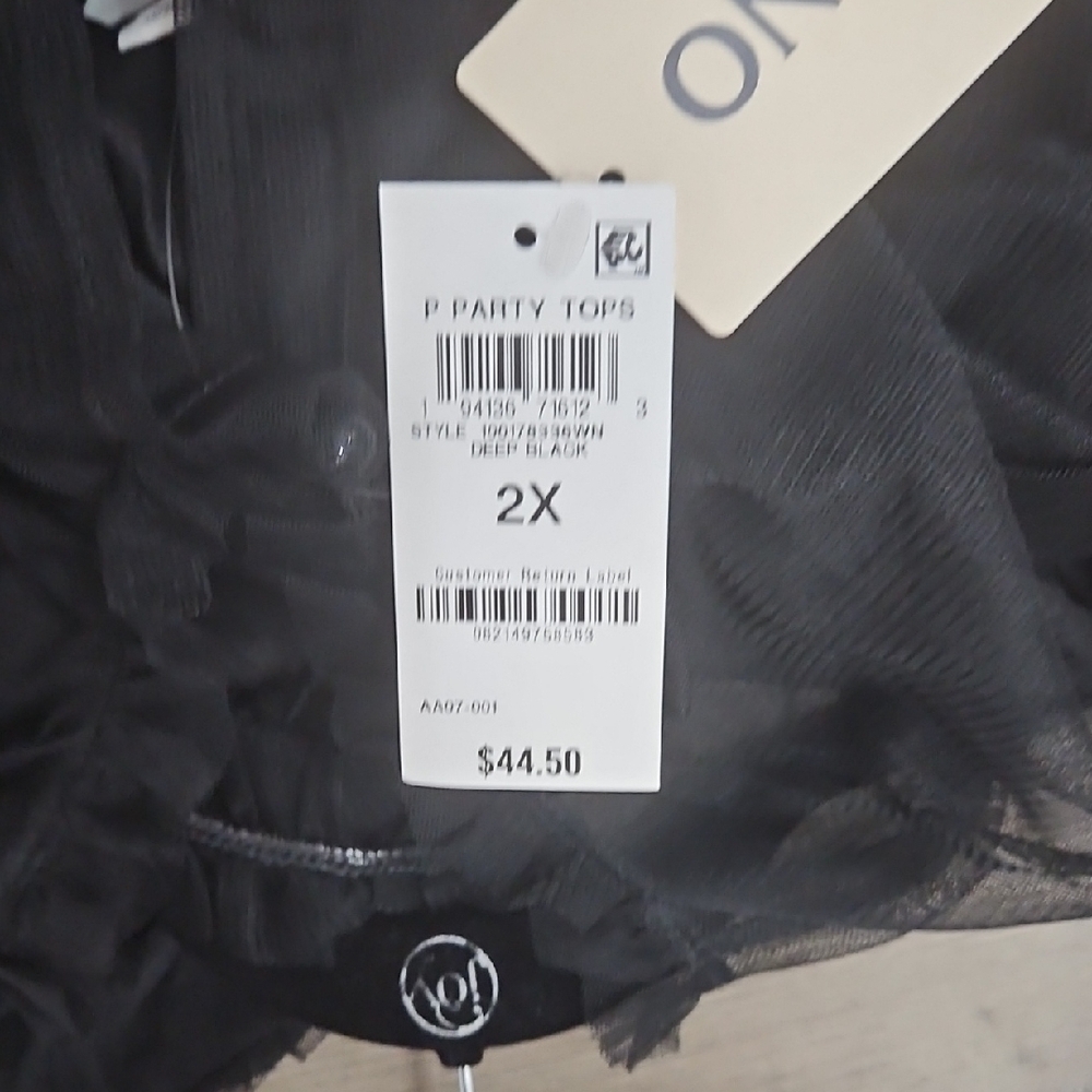 Elegant Black Sheer Ruffled Sleeveless Blouse - Picture 3 of 8
